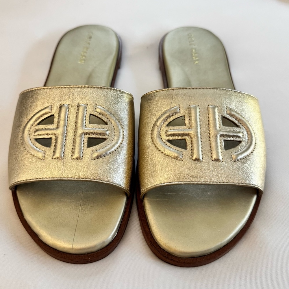 Cole Haan Gold Slide Sandals